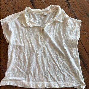 Poetry linen knit collar blouse, cream.